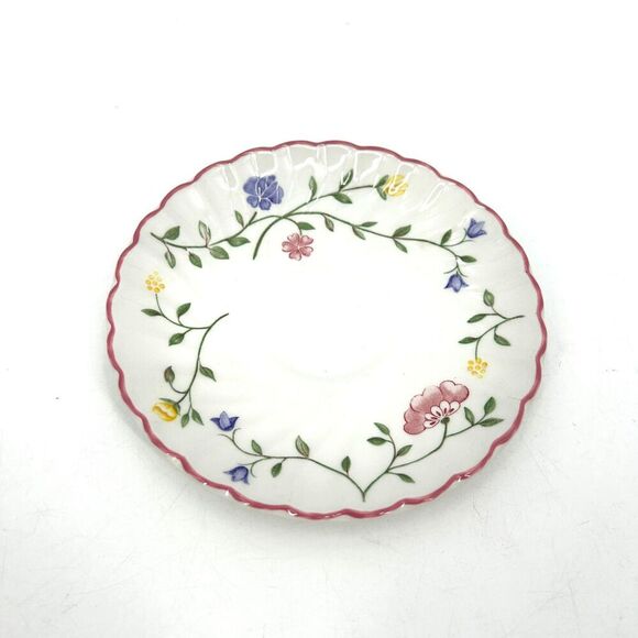 JOHNSON BROS. Vintage White Pink Floral Spring England Teacup Saucer Cup Set - Picture 2 of 7